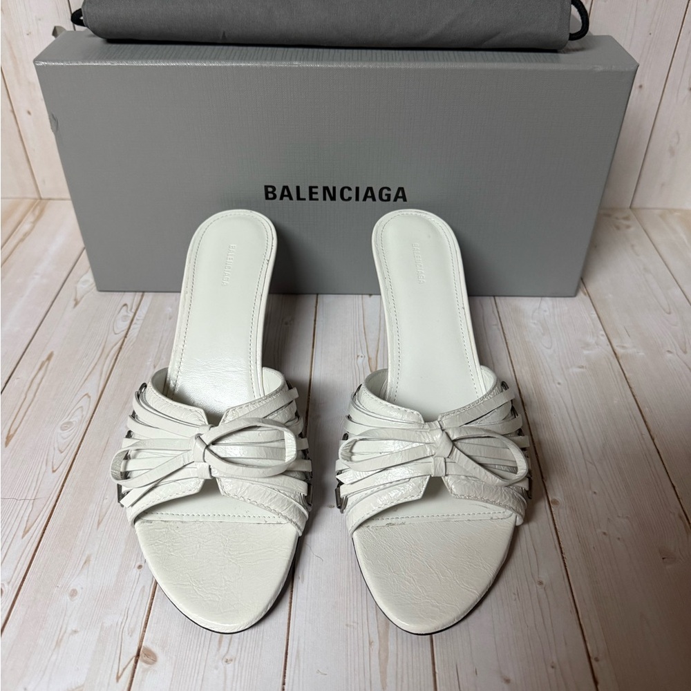 Balenciaga Cagole Leather Slide Sandal Optic White Sz 36 / 6 - Picture 6 of 16
